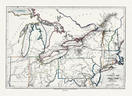 Conrad et Lewis, A correct map of the seat of war, 1812, map on heavy cotton canvas, 22x27" approx.