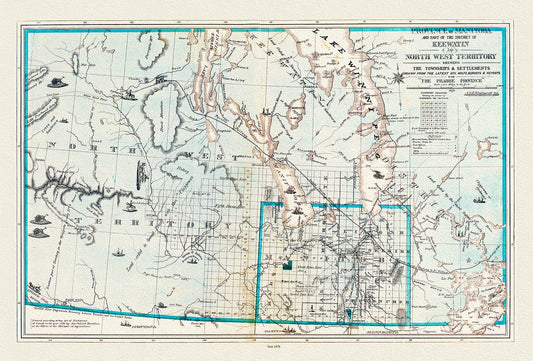 Province of Manitoba District of Keewatin, 1878,   , map on heavy cotton canvas, 22x27" approx.