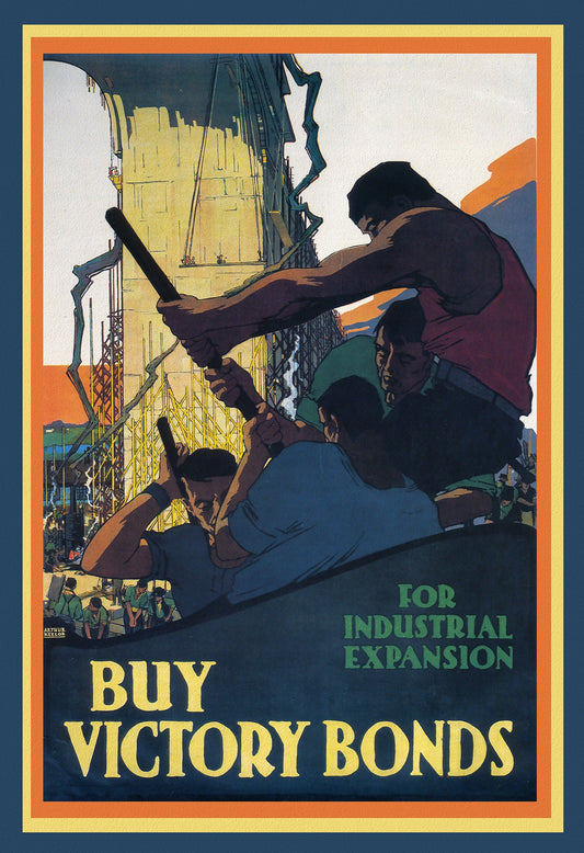 Canada WW I Poster, Buy Victory Bonds for Industrial Expansion, Canada WW I Poster, 1915, on heavy cotton canvas, 22x27in