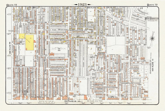 Plate 72, Toronto, North West, Wychwood, 1923, Map on heavy cotton canvas, 18x27in. approx.