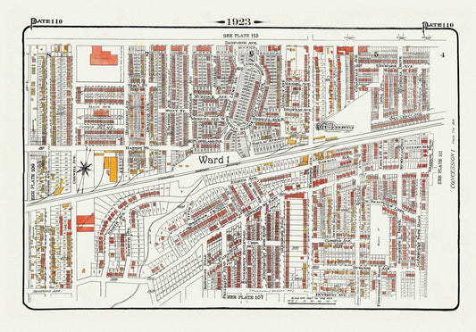 Plate 110, Toronto East, Danforth and Woodbine South, 1923, Map on heavy cotton canvas, 18x27in. approx.