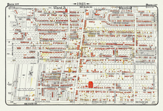 Plate 127, Toronto Uptown, Yonge St. North of Eglinton, 1923, Map on heavy cotton canvas, 18x27in. approx.