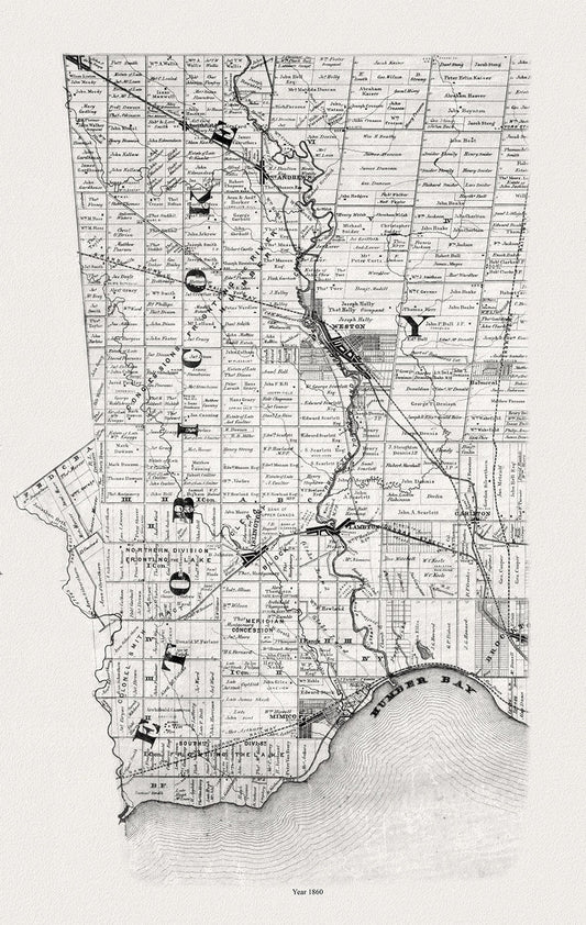 Tremaine's Map of Etobicoke, 1860, map on heavy cotton canvas, 22x27" approx.