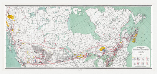 Canada. Department of Interior et Chalifour, Map Mineral map of the Dominion of Canada, 1915 , map on heavy cotton canvas, 22x27" approx.