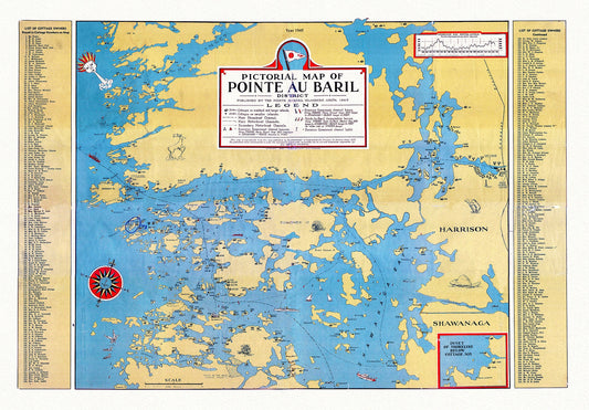 Pictorial map of Pointe au Baril District, 1945, , map on heavy cotton canvas, 22x27" approx.