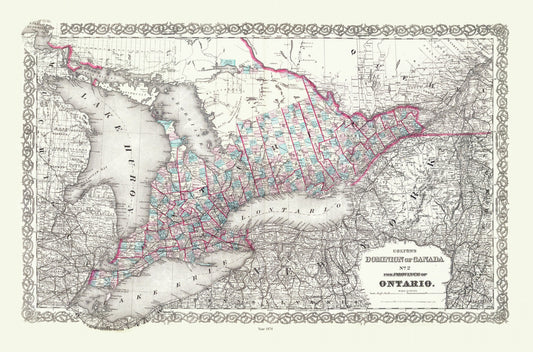 Colton, The Dominion of Canada No. 2., The Province of Ontario, 1880 , map on heavy cotton canvas, 22x27" approx.