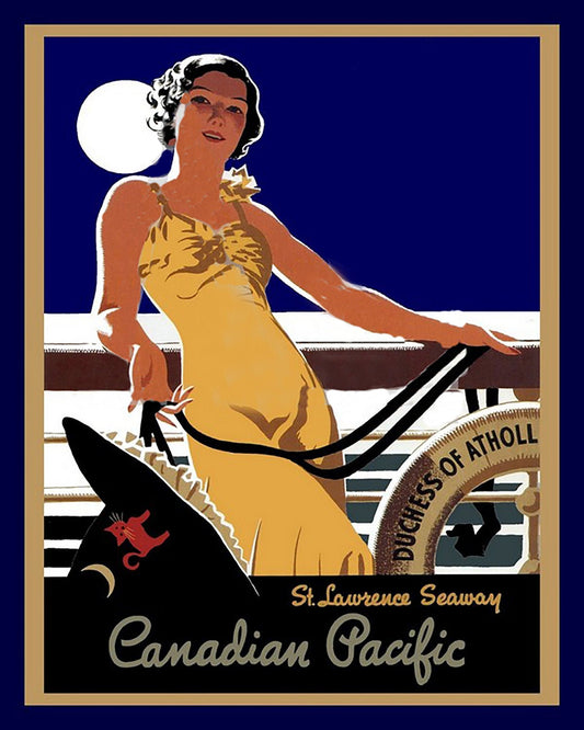 Canadian Pacific, St. Lawrence Seaway, travel poster on heavy cotton canvas, 22x27" approx.