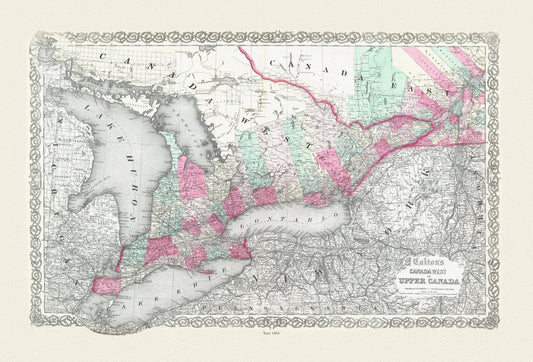 Colton, Canada West or Upper Canada, 1865, map on heavy cotton canvas, 22x27" approx.