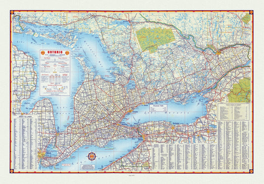 Shell Oil Company of Canada, Road Map of Ontario, 1955, map on heavy cotton canvas, 22x27" approx.