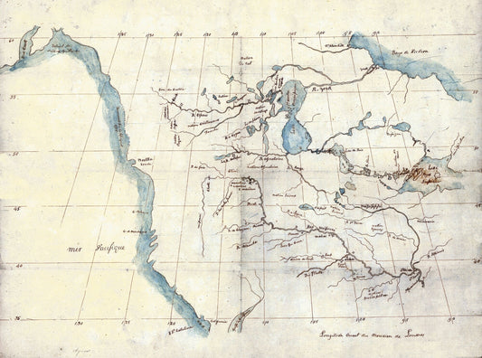 North America from the Mississippi River to the Pacific, between the 35th and 60th parallels, 1790 , on heavy cotton canvas, 22x27" approx.