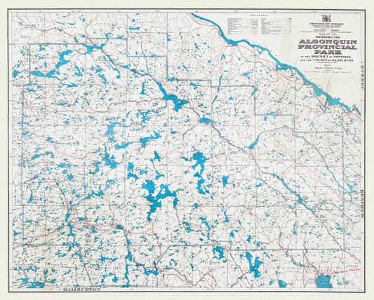Map No. 47A showing the Algonquin Provincial Park in the District of Nipissing and the County of Haliburton, 1947, cotton canvas, 22x27"