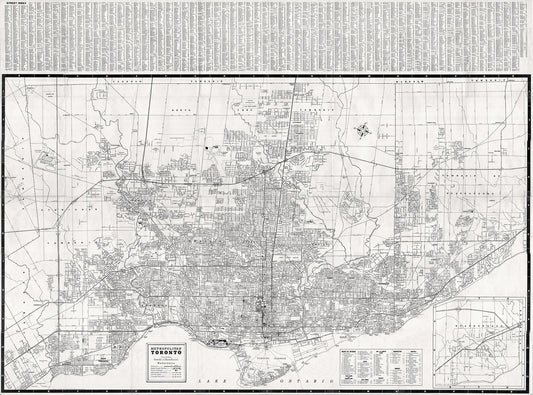 Metropolitan Toronto, 1955  , map on heavy cotton canvas, 22x27" approx.