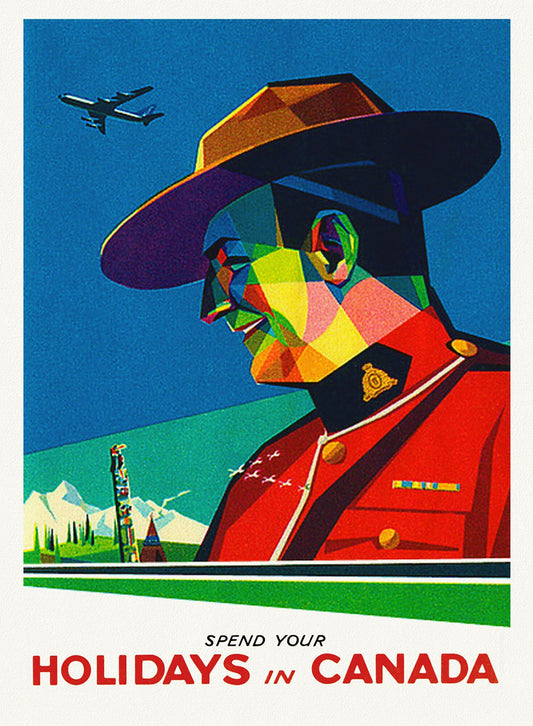 Spend Your Holidays in Canada , travel poster on heavy cotton canvas, 20x25" approx.