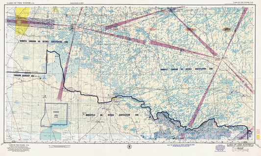 Aeronautical Chart,  Ontario, Lake of the Woods Section, 1952, map on heavy cotton canvas, 20 x 27" approx.