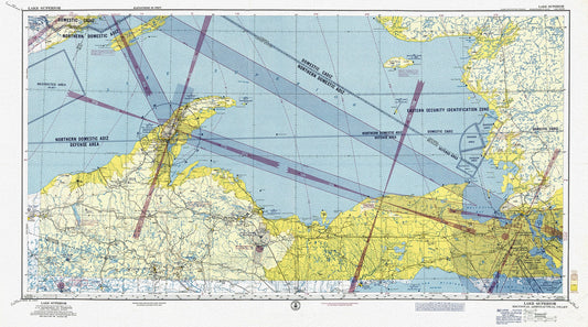 Aeronautical Chart,  Ontario, Lake Superior Section, 1960, map on heavy cotton canvas, 20 x 27" approx.