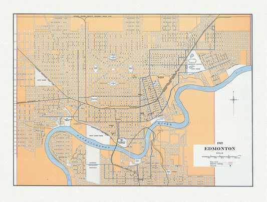 Edmonton, auth. Chalifour,  1915, map on heavy cotton canvas, 20x27" approx.