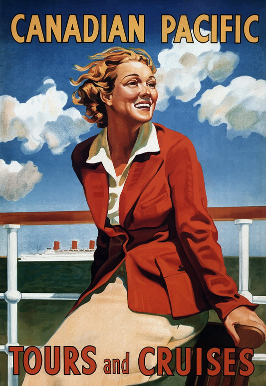 Canadian Pacific Tours and Cruises , travel poster on heavy cotton canvas, 20x25" approx.