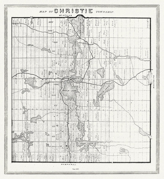 Muskoka-Haliburton, Christie Township, 1893 , map on heavy cotton canvas, 20 x 25" approx.