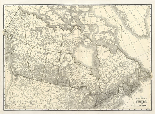 Rand McNally & Company, Commercial Atlas, Canada, 1924 Ver. I , map on heavy cotton canvas, 20 x 25" approx.