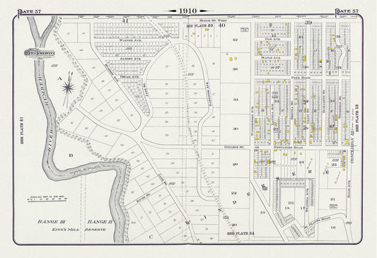 Plate 57, Toronto West, High Park West, South Kingsway & Swansea, 1910, map on heavy cotton canvas, 20 x 30" approx.