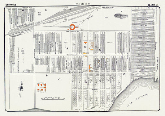 Plate 84, Toronto West, New Toronto, 1910, map on heavy cotton canvas, 20 x 30" approx.