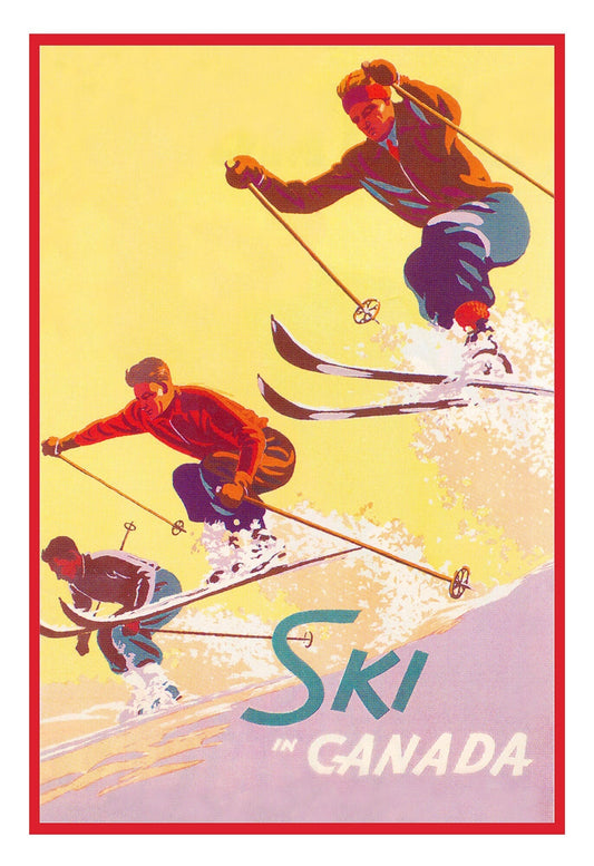 Ski in Canada! Ver. III , travel poster on heavy cotton canvas, 20x25" approx.