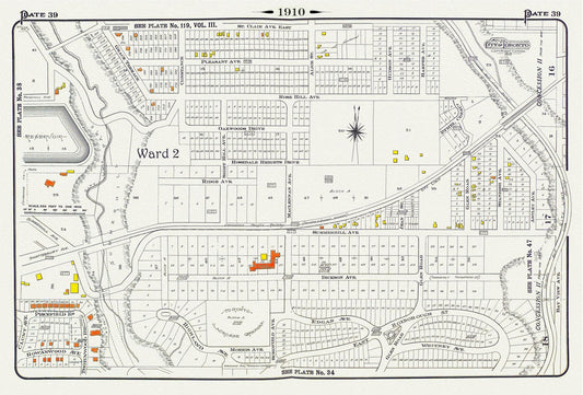 Plate 39, Toronto Uptown, Rosedale & Moore Park, 1910, map on heavy cotton canvas, 20 x 30" approx.