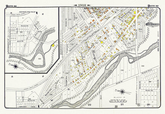 Plate 80, Toronto North and West, Weston, 1910, map on heavy cotton canvas, 20 x 30" approx.