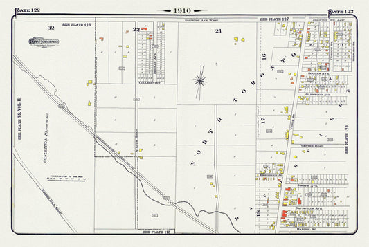 Plate 122, North Toronto, South of Eglinton Avenue, 1910 , map on heavy cotton canvas, 20 x 30" approx.