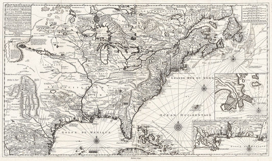 Carte de la Nouvelle France, 1720, Van Keulen,  map on heavy cotton canvas, 50 x 70cm, 20 x 25" approx.