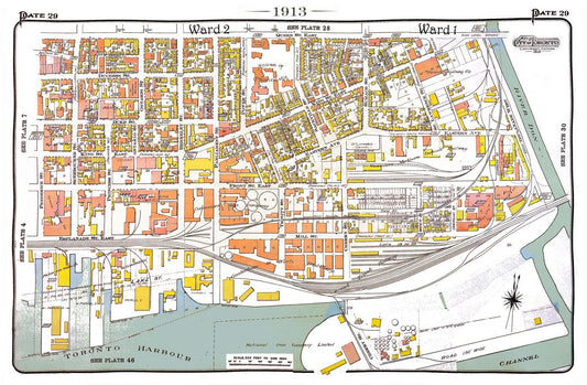 Plate 29, Toronto Downtown East, Corktown, 1913, map on heavy cotton canvas, 20 x 30" approx.