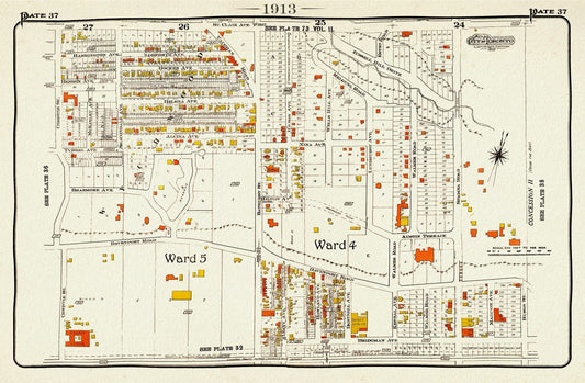 Plate 37 Toronto West, Casa Loma, 1913, map on heavy cotton canvas, 20 x 30" approx.