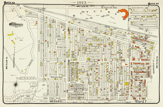 Plate 63, Toronto West, The Junction East to Runnymede, 1913, map on heavy cotton canvas, 20 x 30" or 50 x 75cm. approx.