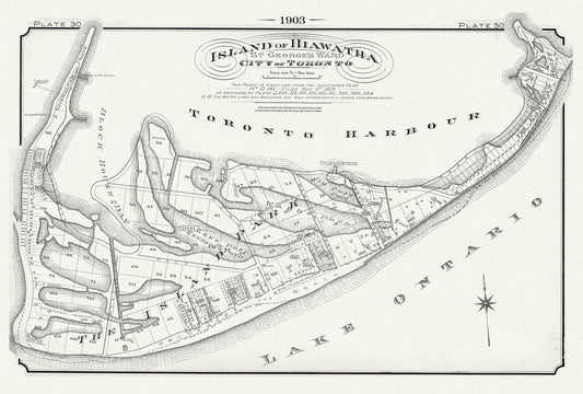 Plate 30, Toronto, Island of Hiawatha, 1903 , map on heavy cotton canvas, 20 x 30", 50 x 76cm, approx.