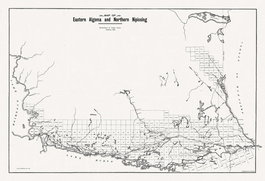 Map of Eastern Algoma and Northern Nipissing, 1901  , map on heavy cotton canvas, 50 x 70cm, 20 x 25" approx.