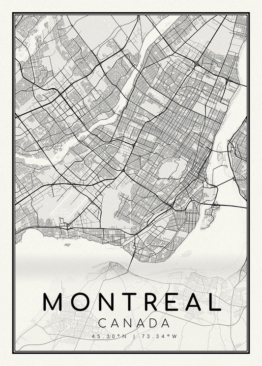 Montreal, Quebec, A Modern Map on heavy cotton canvas, 45 x 65 cm, 18 x 24" approx.