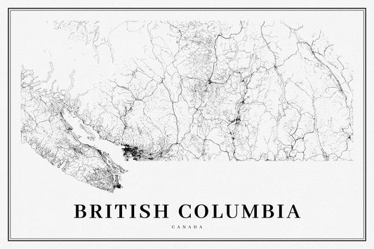 British Columbia, Southern Part, A Modern Map, map on heavy cotton canvas, 45 x 65 cm, 18 x 24" approx.