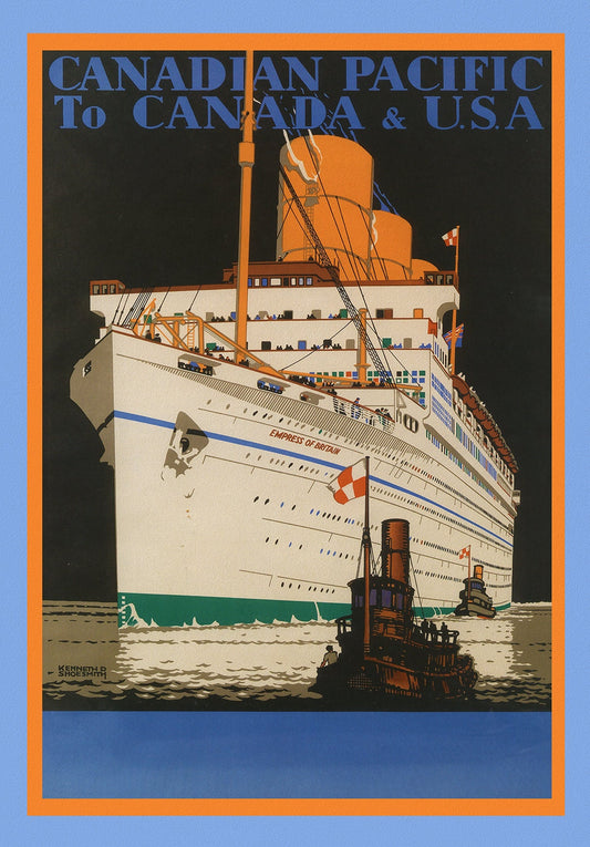 Canadian Pacific to Canada & USA, 1933, travel poster on heavy cotton canvas, 45 x 65 cm, 18 x 24" approx.