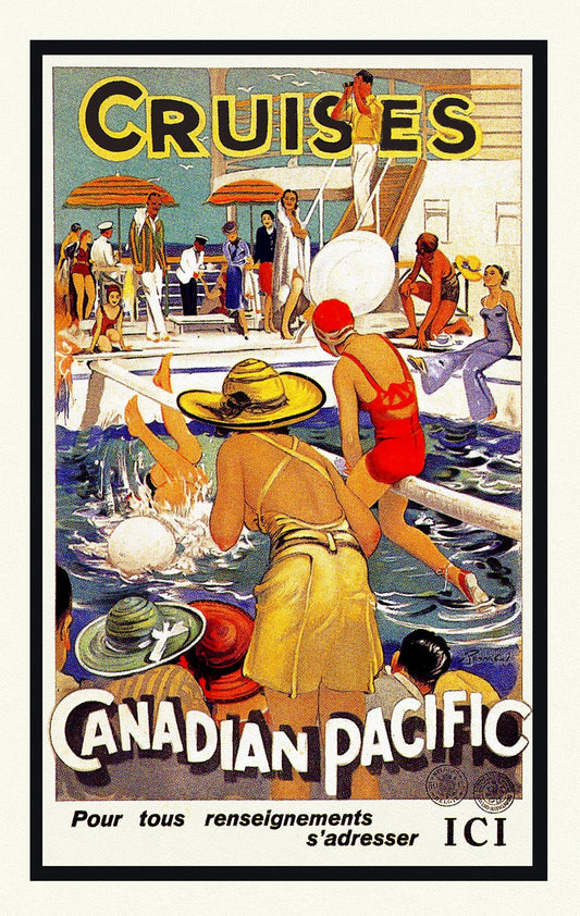 Cruises par Canadian Pacific, travel poster on heavy cotton canvas, 45 x 65 cm, 18 x 24" approx.