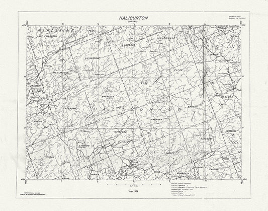Historic Algonquin Park Map, National Topographic Series, Haliburton County, 1920