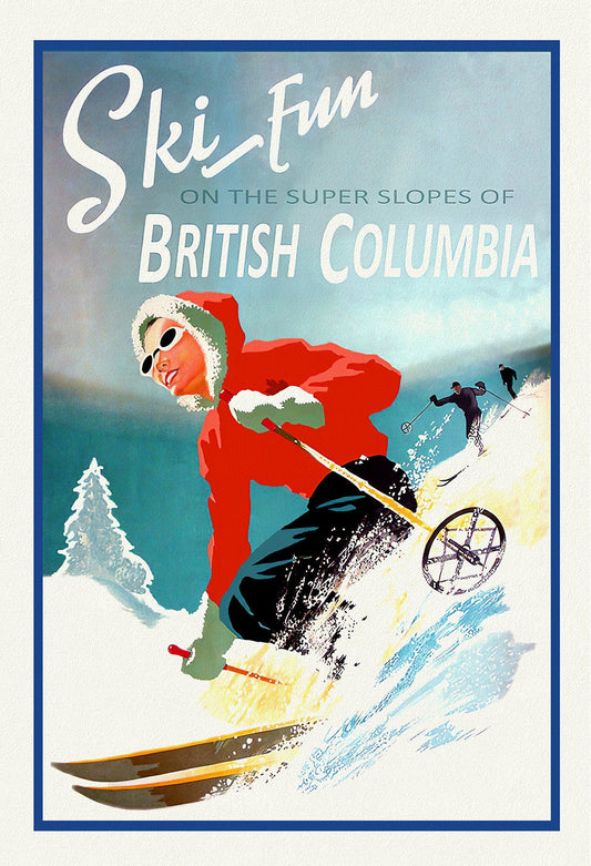 Ski Fun!, British Columbia, travel poster on heavy cotton canvas, 45 x 65 cm, 18 x 24" approx.
