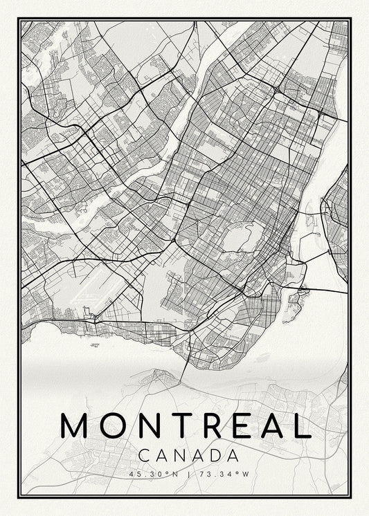 Montreal, A Modern Map , map on heavy cotton canvas, 45 x 65 cm, 18 x 24" approx.