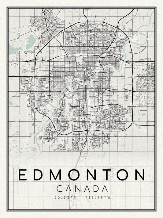 Edmonton, Alberta, A Modern Map, on heavy cotton canvas, 45 x 65 cm, 18 x 24" approx.
