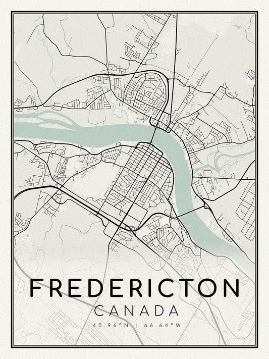 Fredericton, New Brunswick, A Modern Map, on heavy cotton canvas, 45 x 65 cm, 18 x 24" approx.