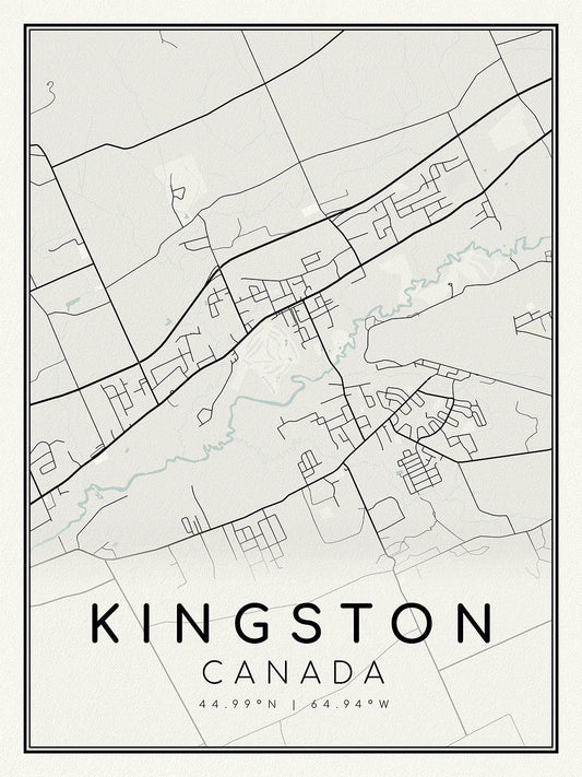 Kingston, Ontario, A Modern Map on heavy cotton canvas, 45 x 65 cm, 18 x 24" approx.