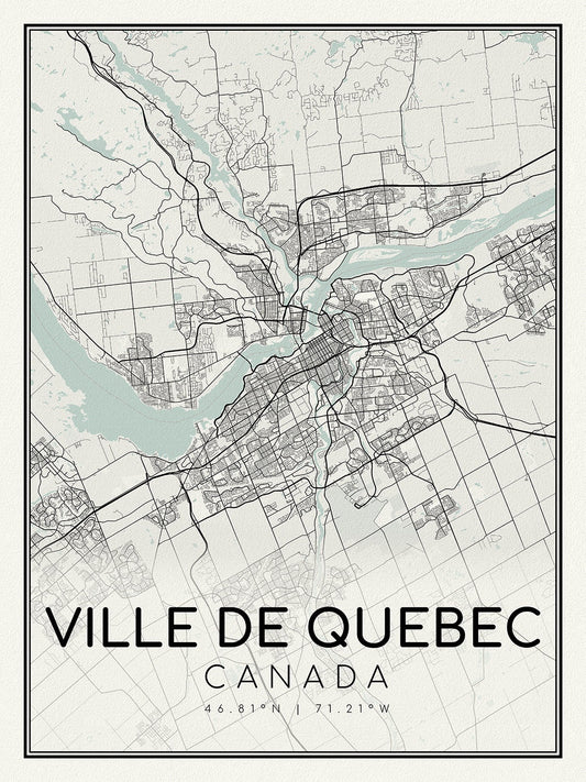 Quebec City, A Modern Map, on heavy cotton canvas, 45 x 65 cm, 18 x 24" approx.