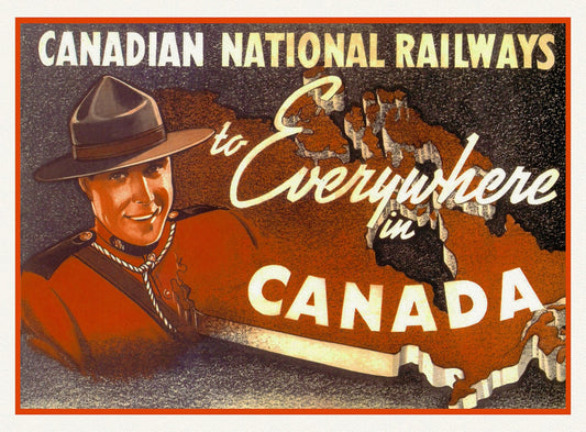 CNR to Everywhere in Canada, travel poster on heavy cotton canvas, 50 x 70 cm, 20 x 25" approx.
