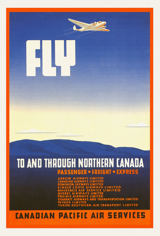 Canadian Pacific Air Service, 1942, travel poster on heavy cotton canvas, 50 x 70 cm, 20 x 25" approx.