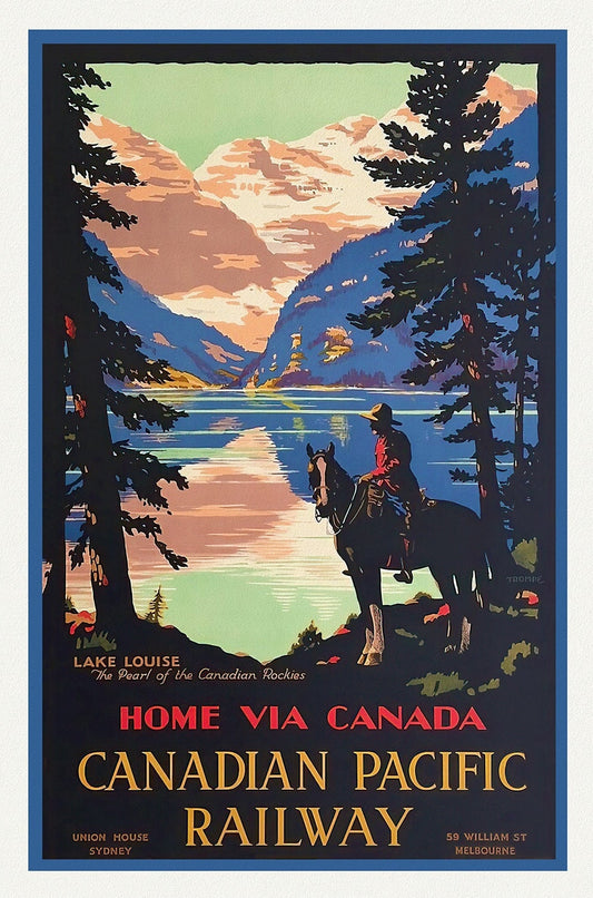 Lake Louise, Heart of the Canadian Rockies, travel poster on heavy cotton canvas, 50 x 70 cm, 20 x 25" approx.