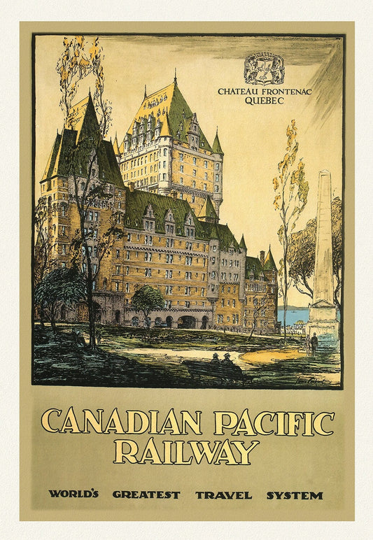 Chateau Frontenac, Canadian Pacific Railway, 1927, map on heavy cotton canvas, 50 x 70 cm, 20 x 25" approx.